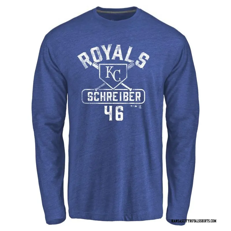 Men's Kansas City Royals ＃46 John Schreiber Royal Base Runner Long Sleeve T-Shirt