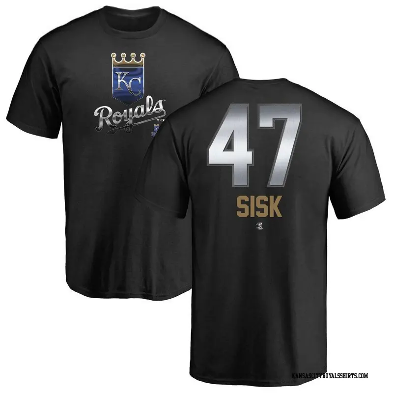 Men's Kansas City Royals ＃47 Evan Sisk Black Midnight Mascot T-Shirt