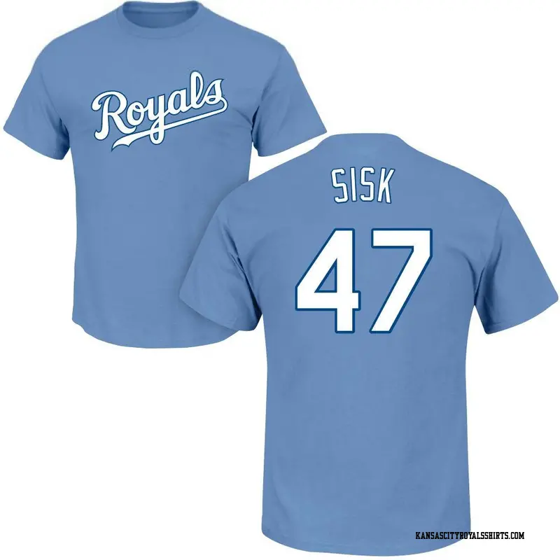 Men's Kansas City Royals ＃47 Evan Sisk Light Blue Roster Name & Number T-Shirt