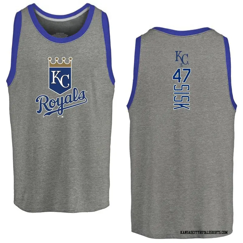 Men's Kansas City Royals ＃47 Evan Sisk Royal Backer Tank Top Ash