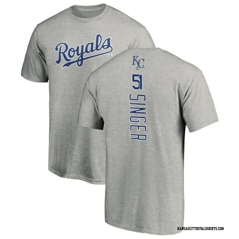 Men's Kansas City Royals ＃51 Brady Singer Royal Backer T-Shirt Ash