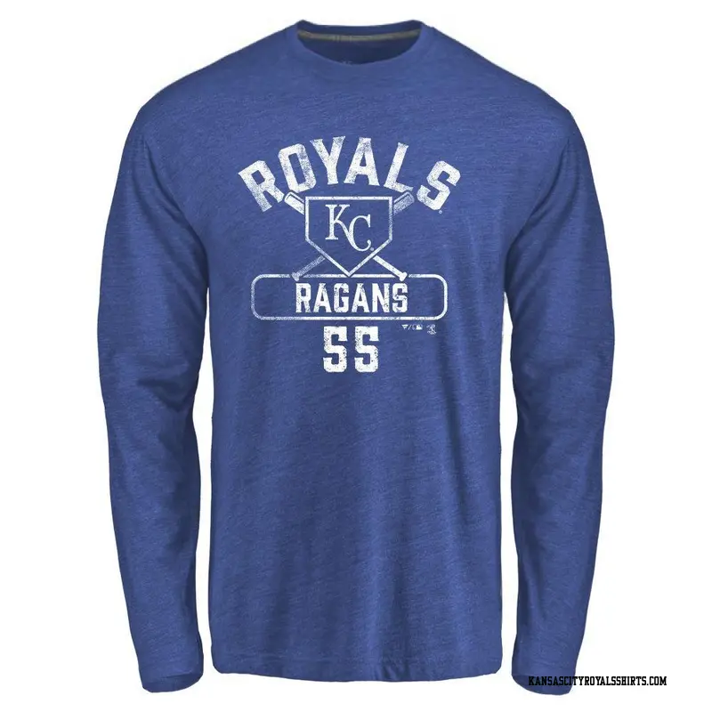 Men's Kansas City Royals ＃55 Cole Ragans Royal Base Runner Long Sleeve T-Shirt