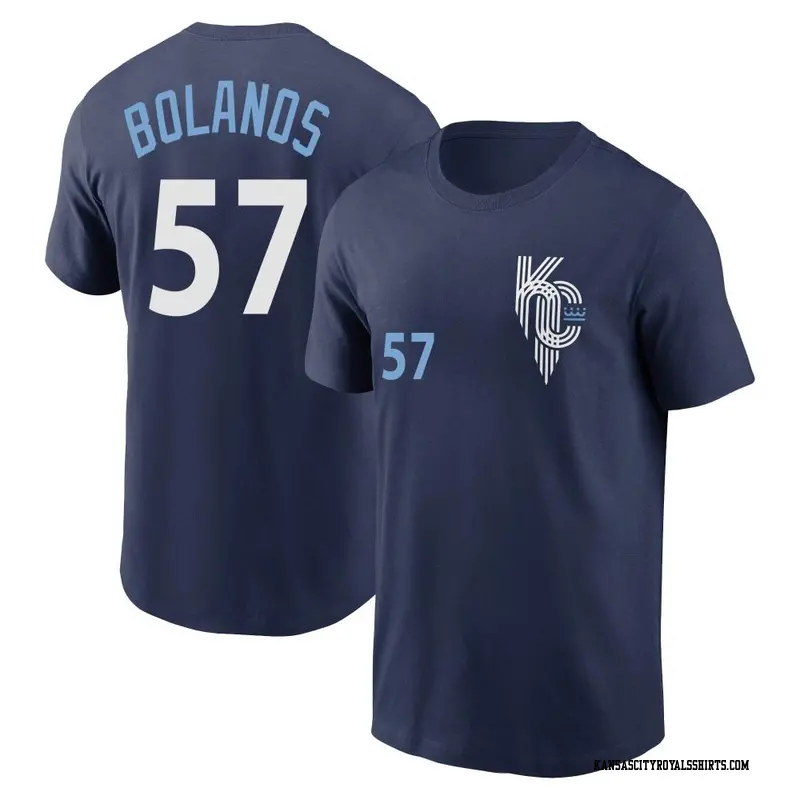 Men's Kansas City Royals ＃57 Ronald Bolanos Navy 2022 City Connect Name & Number T-Shirt