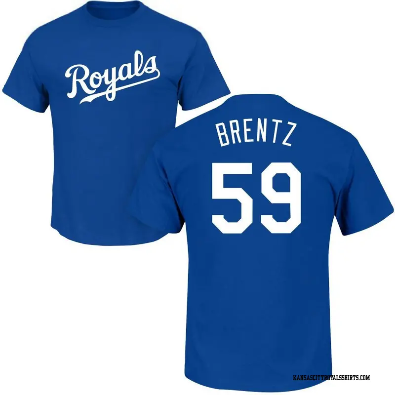 Men's Kansas City Royals ＃59 Jake Brentz Royal Roster Name & Number T-Shirt