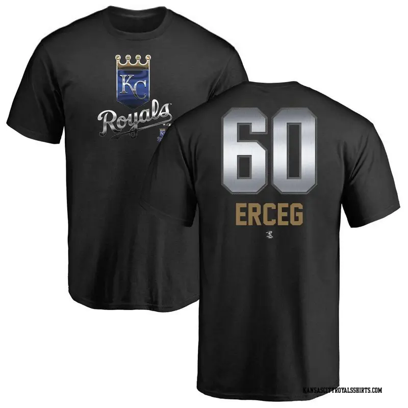 Men's Kansas City Royals ＃60 Lucas Erceg Black Midnight Mascot T-Shirt