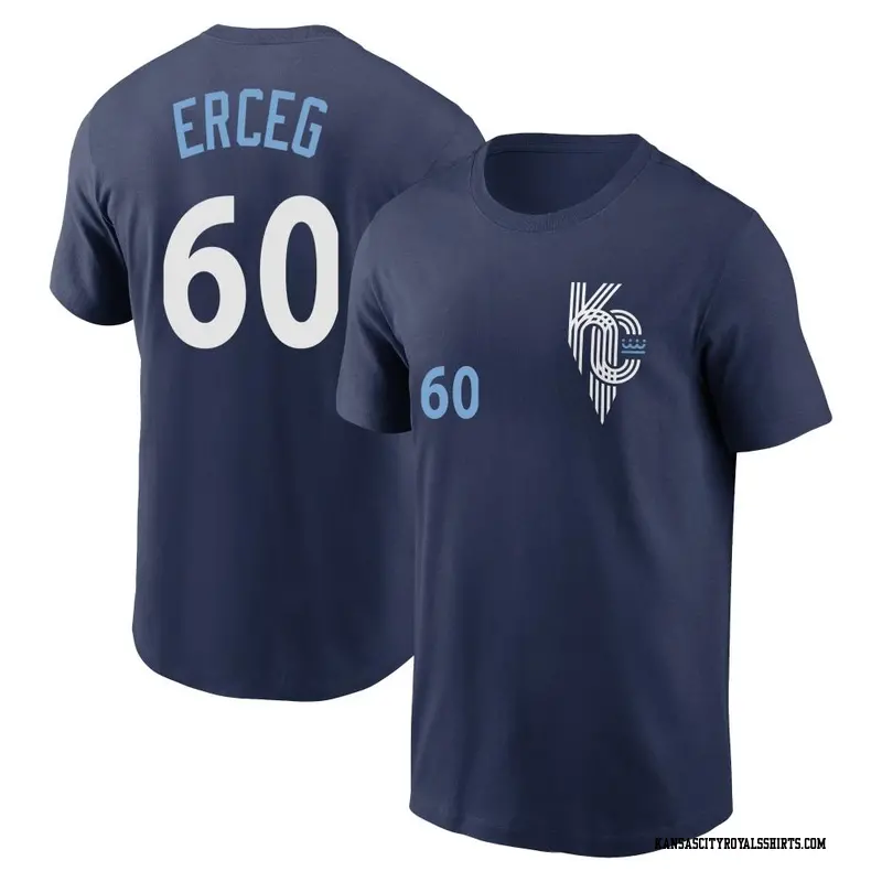 Men's Kansas City Royals ＃60 Lucas Erceg Navy 2022 City Connect Name & Number T-Shirt