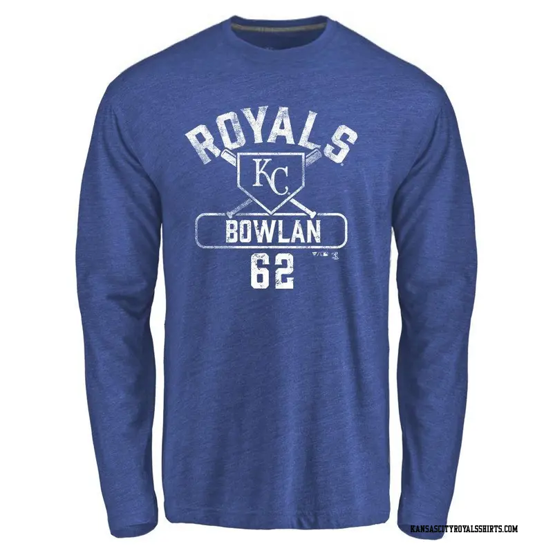 Men's Kansas City Royals ＃62 Jonathan Bowlan Royal Branded Base Runner Long Sleeve T-Shirt