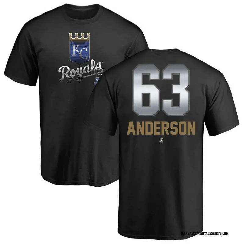 Men's Kansas City Royals ＃63 Nick Anderson Black Midnight Mascot T-Shirt