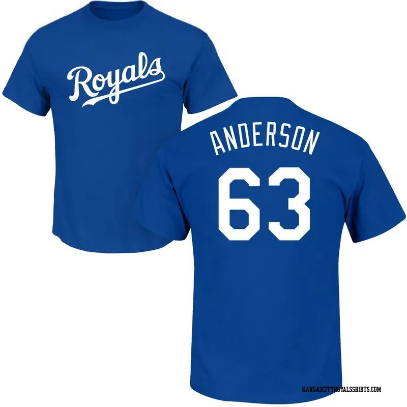 Men's Kansas City Royals ＃63 Nick Anderson Royal Roster Name & Number T-Shirt