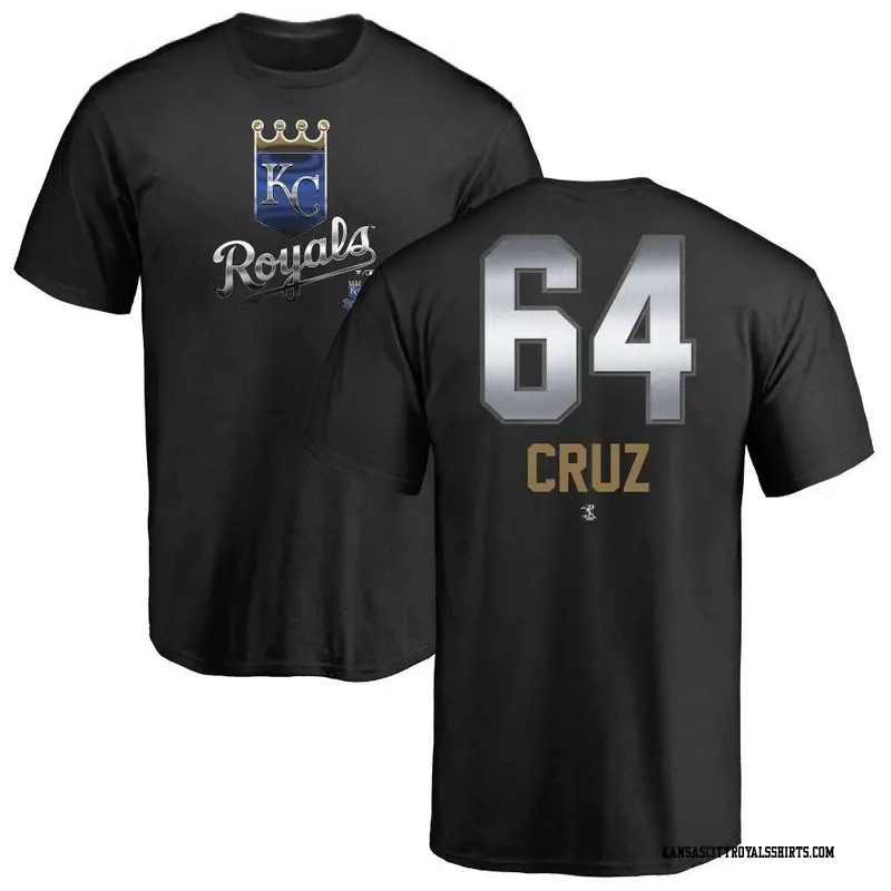 Men's Kansas City Royals ＃64 Steven Cruz Black Midnight Mascot T-Shirt