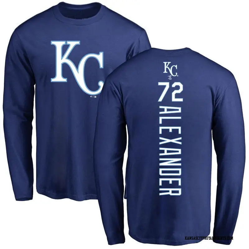 Men's Kansas City Royals ＃72 CJ Alexander Royal Backer Long Sleeve T-Shirt