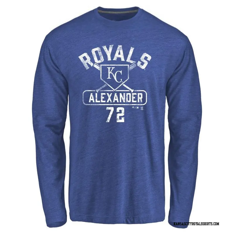 Men's Kansas City Royals ＃72 CJ Alexander Royal Base Runner Long Sleeve T-Shirt