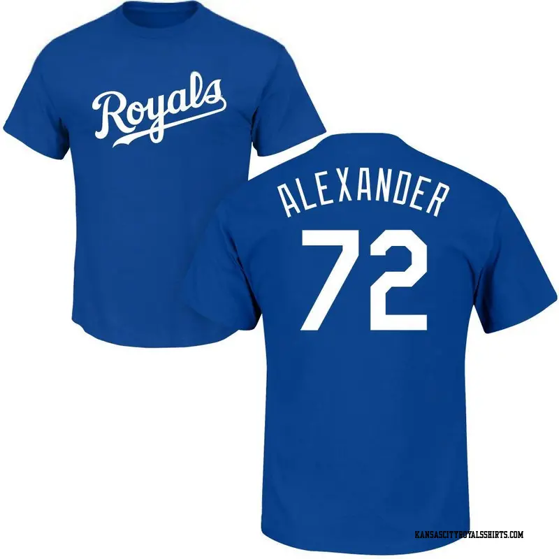 Men's Kansas City Royals ＃72 CJ Alexander Royal Roster Name & Number T-Shirt