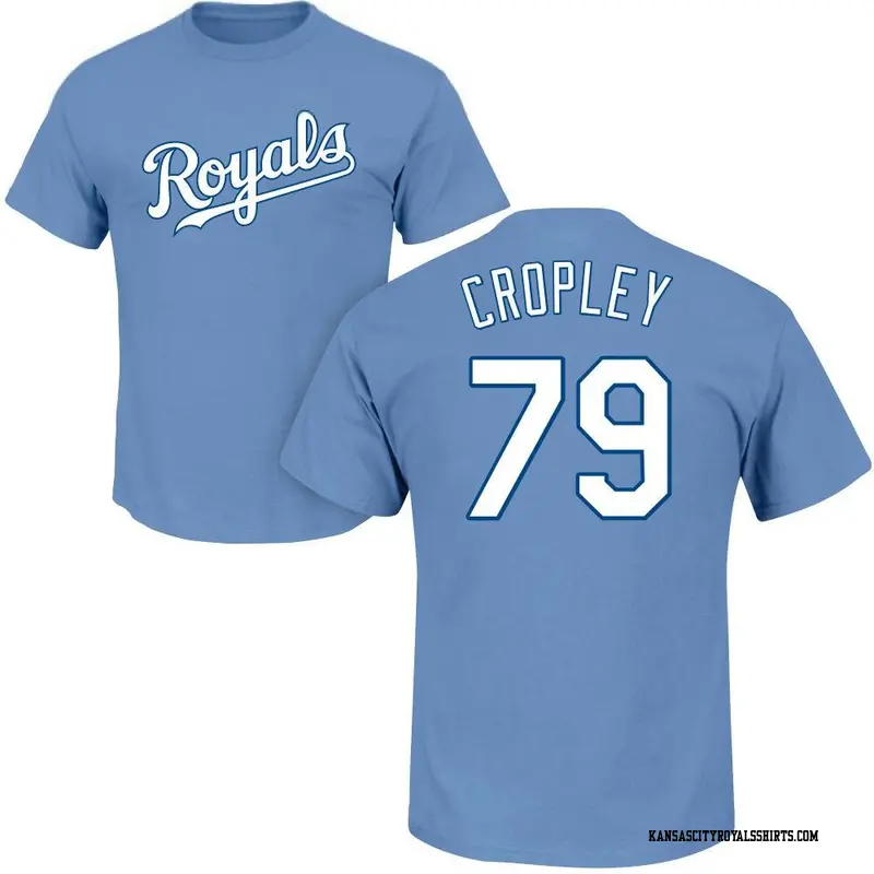 Men's Kansas City Royals ＃79 Tyler Cropley Light Blue Roster Name & Number T-Shirt