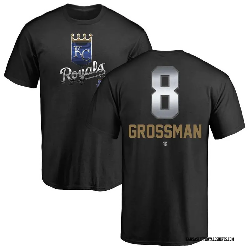 Men's Kansas City Royals ＃8 Robbie Grossman Black Midnight Mascot T-Shirt