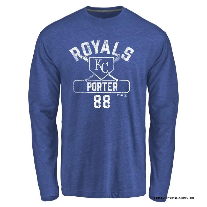 Men's Kansas City Royals ＃88 Logan Porter Royal Base Runner Long Sleeve T-Shirt