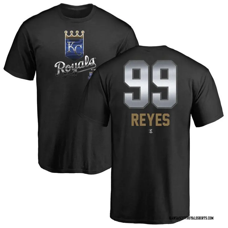 Men's Kansas City Royals ＃99 Franmil Reyes Black Branded Midnight Mascot T-Shirt