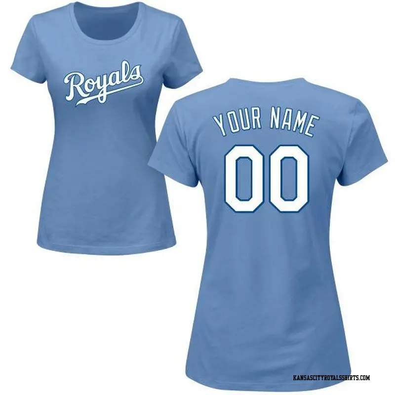 Women's Kansas City Royals ＃00 Custom Light Blue Roster Name & Number T-Shirt