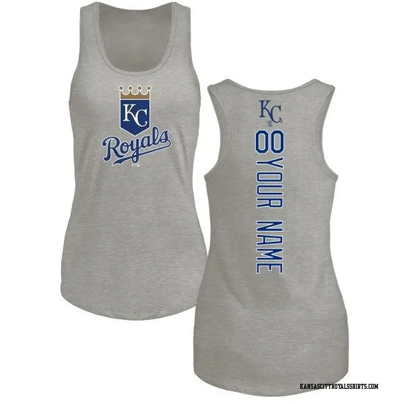 Women's Kansas City Royals ＃00 Custom Royal Branded Backer Tank Top Ash