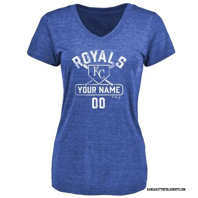 Women's Kansas City Royals ＃00 Custom Royal Branded Base Runner T-Shirt