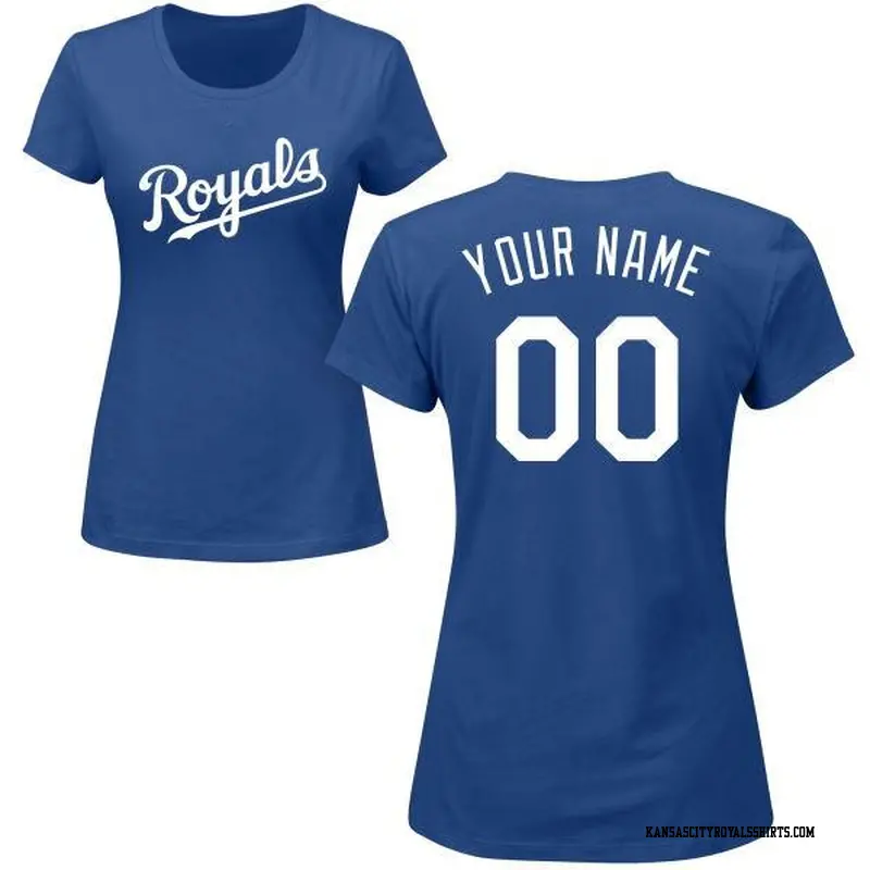 Women's Kansas City Royals ＃00 Custom Royal Roster Name & Number T-Shirt