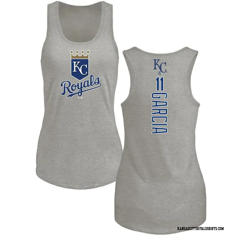 Women's Kansas City Royals ＃11 Maikel Garcia Royal Branded Backer Tank Top Ash