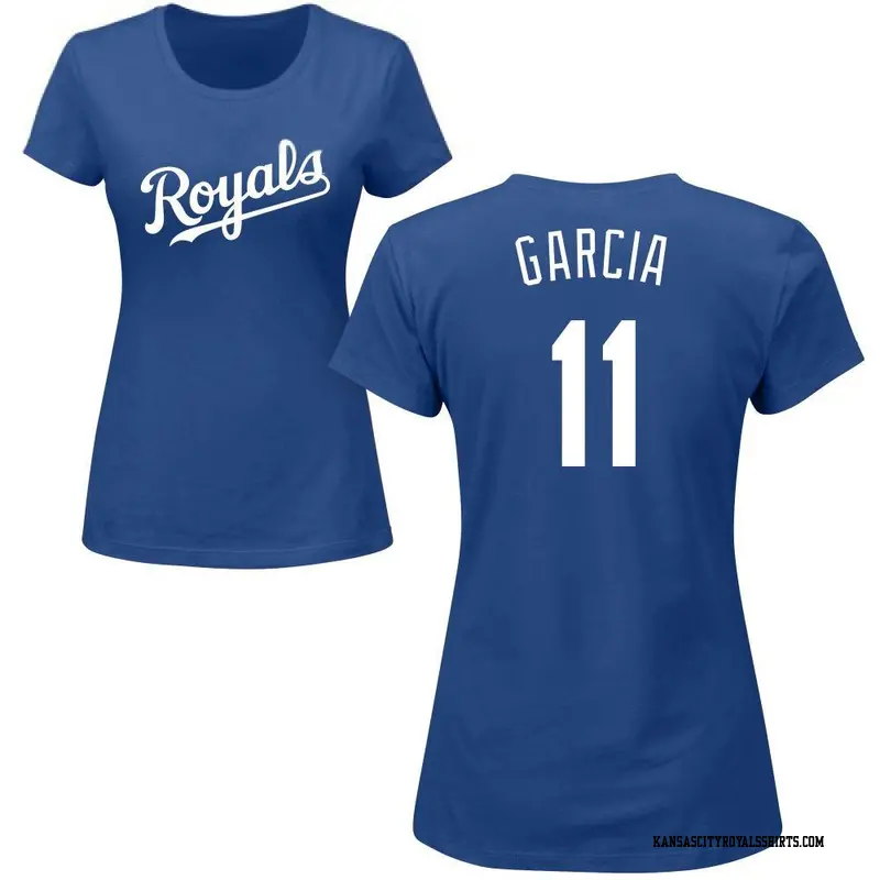 Women's Kansas City Royals ＃11 Maikel Garcia Royal Roster Name & Number T-Shirt