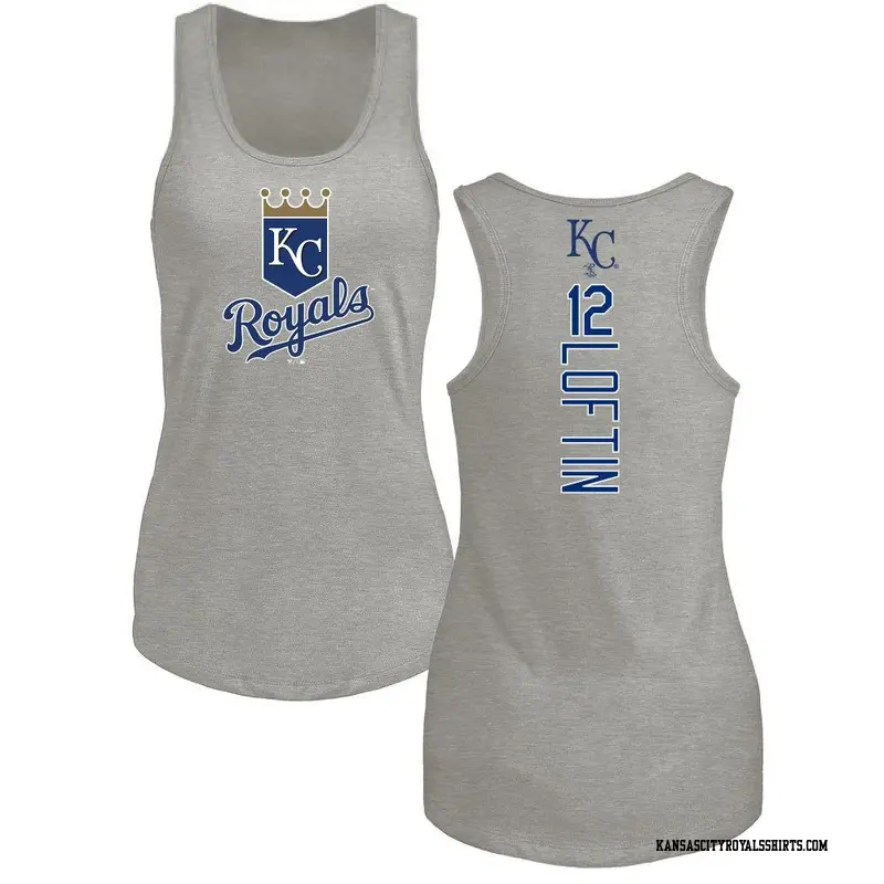 Women's Kansas City Royals ＃12 Nick Loftin Royal Backer Tank Top Ash