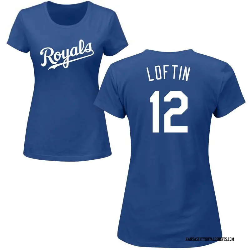 Women's Kansas City Royals ＃12 Nick Loftin Royal Roster Name & Number T-Shirt