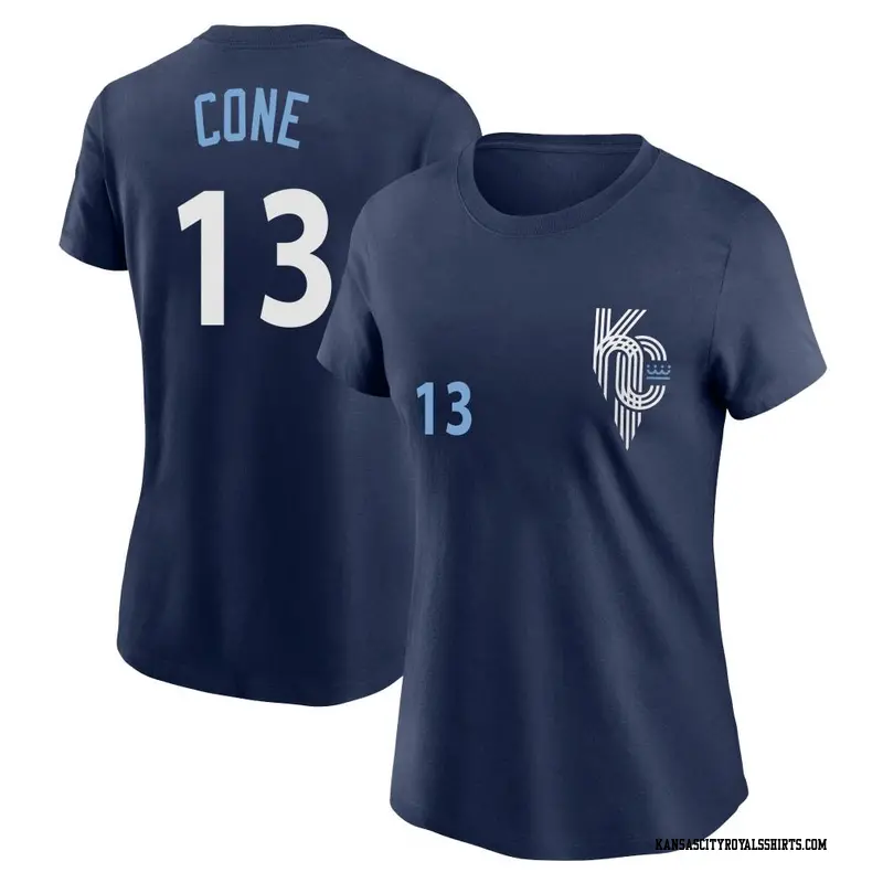 Women's Kansas City Royals ＃13 David Cone Navy 2022 City Connect Name & Number T-Shirt