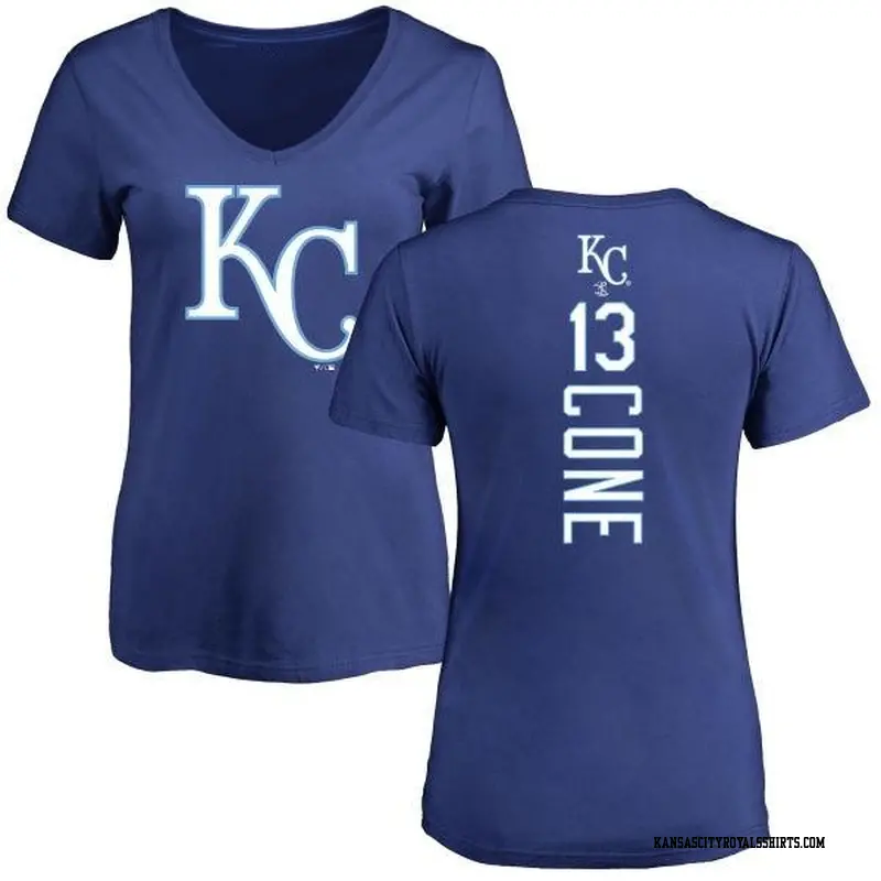 Women's Kansas City Royals ＃13 David Cone Royal Backer Slim Fit T-Shirt