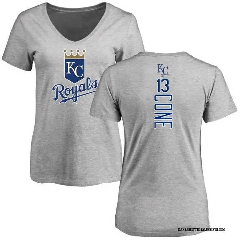 Women's Kansas City Royals ＃13 David Cone Royal Backer Slim Fit T-Shirt Ash