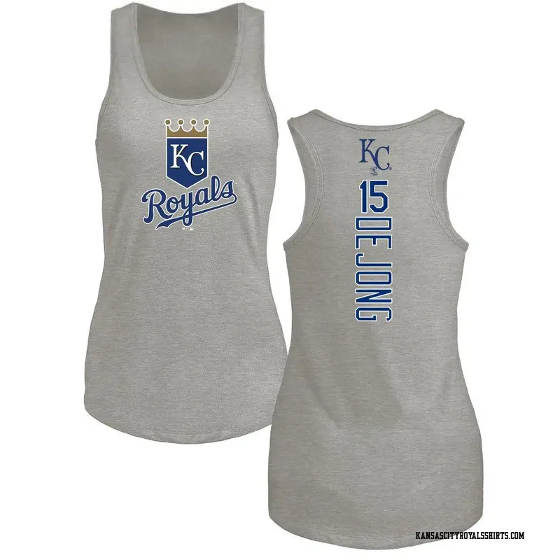 Women's Kansas City Royals ＃15 Paul DeJong Royal Backer Tank Top Ash