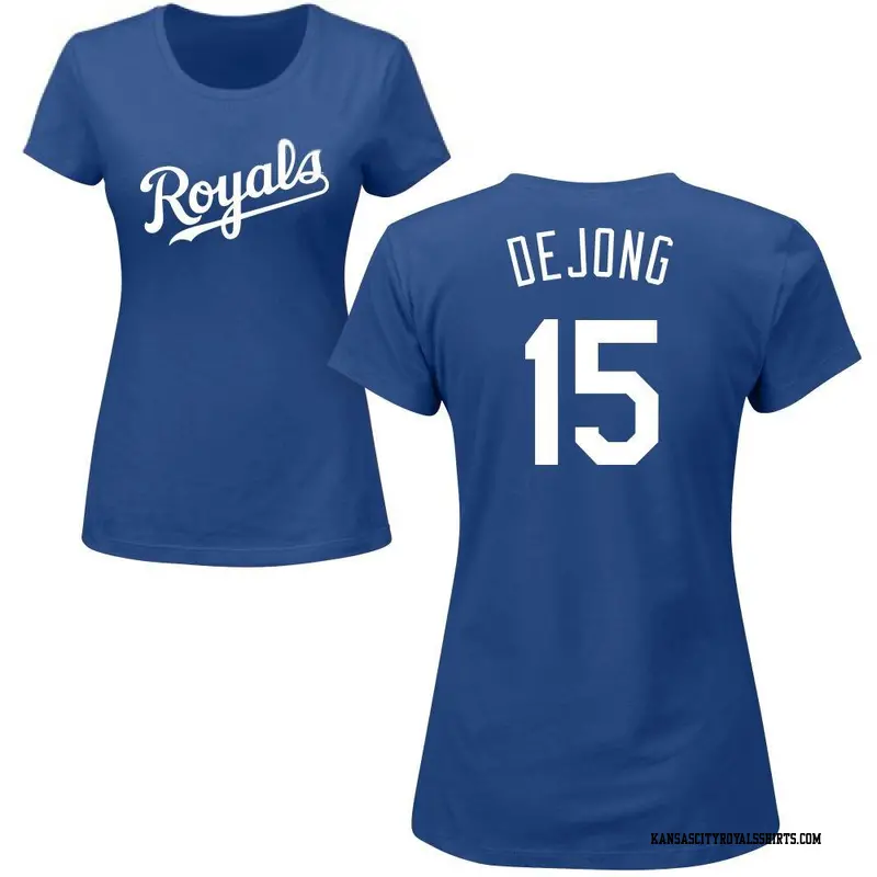 Women's Kansas City Royals ＃15 Paul DeJong Royal Roster Name & Number T-Shirt