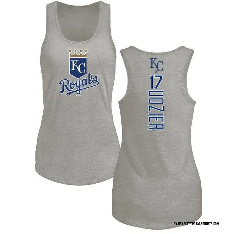 Women's Kansas City Royals ＃17 Hunter Dozier Royal Branded Backer Tank Top Ash