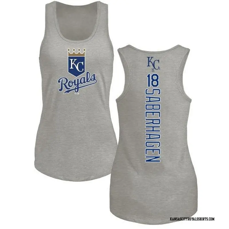 Women's Kansas City Royals ＃18 Bret Saberhagen Royal Branded Backer Tank Top Ash