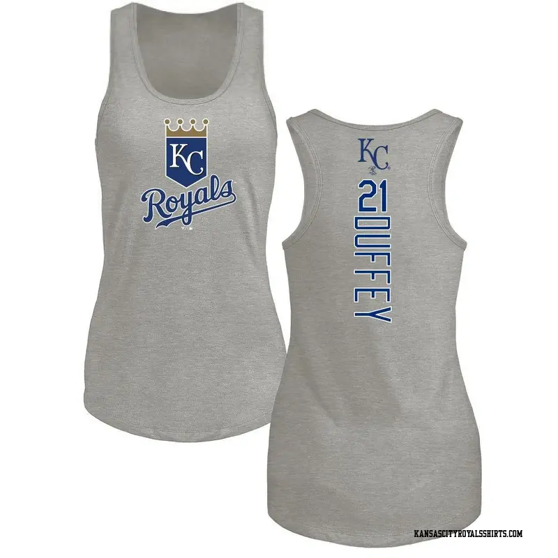 Women's Kansas City Royals ＃21 Tyler Duffey Royal Backer Tank Top Ash