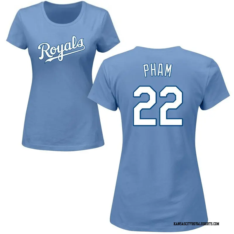 Women's Kansas City Royals ＃22 Tommy Pham Light Blue Roster Name & Number T-Shirt