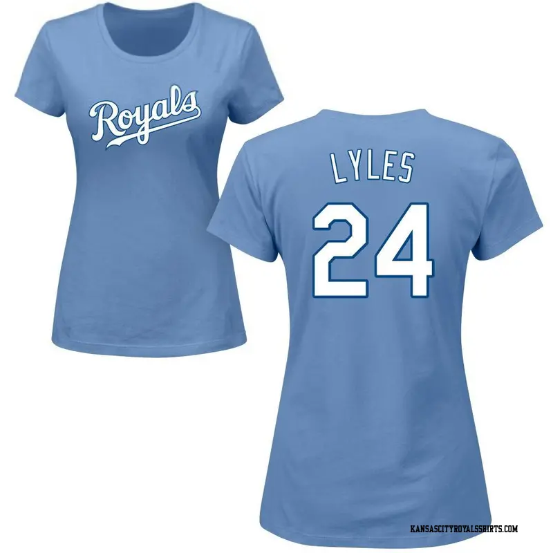 Women's Kansas City Royals ＃24 Jordan Lyles Light Blue Roster Name & Number T-Shirt