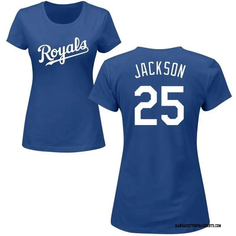 Women's Kansas City Royals ＃25 Danny Jackson Royal Roster Name & Number T-Shirt