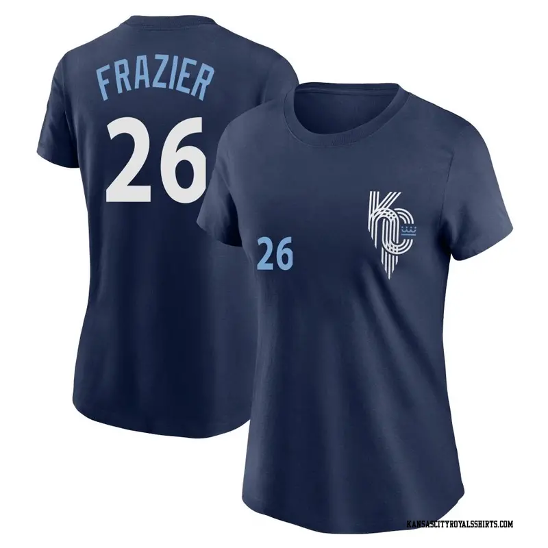 Women's Kansas City Royals ＃26 Adam Frazier Navy 2022 City Connect Name & Number T-Shirt