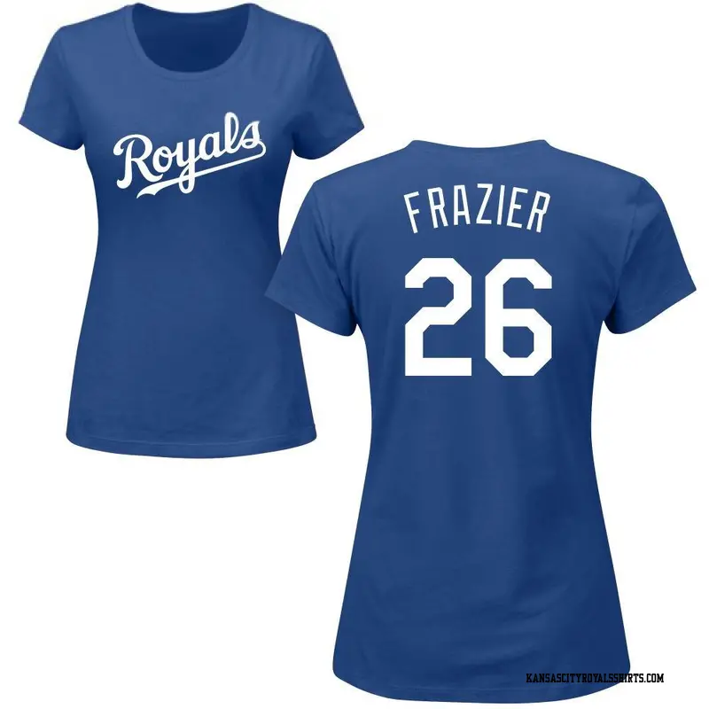 Women's Kansas City Royals ＃26 Adam Frazier Royal Roster Name & Number T-Shirt