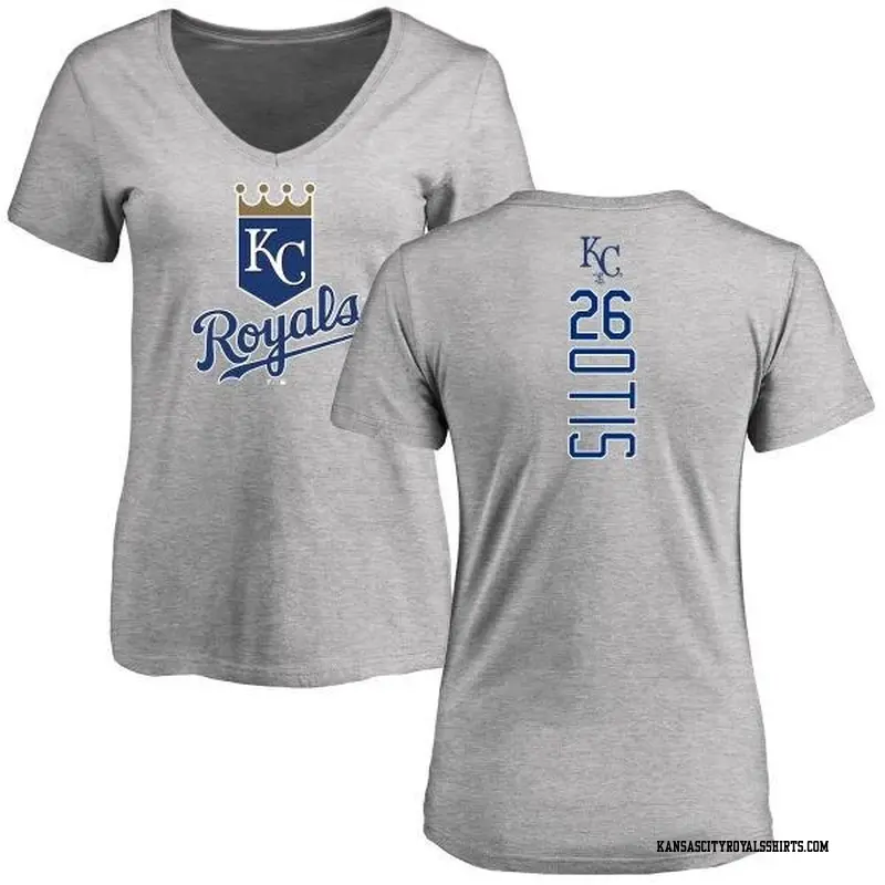 Women's Kansas City Royals ＃26 Amos Otis Royal Backer Slim Fit T-Shirt Ash