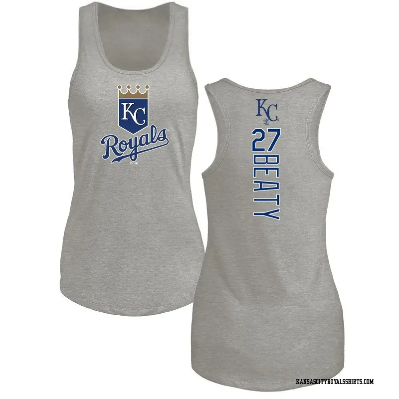 Women's Kansas City Royals ＃27 Matt Beaty Royal Backer Tank Top Ash