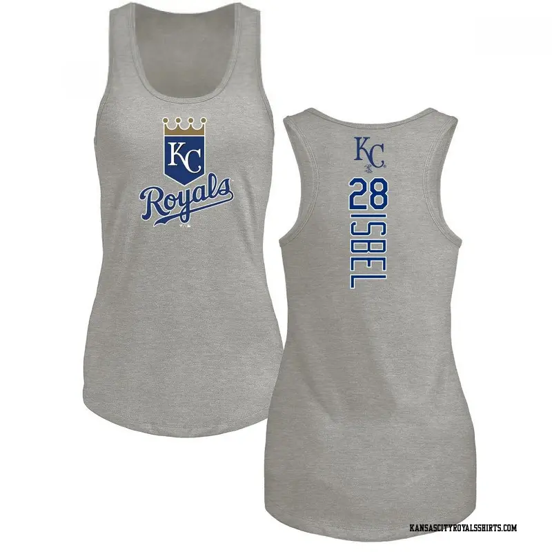 Women's Kansas City Royals ＃28 Kyle Isbel Royal Branded Backer Tank Top Ash