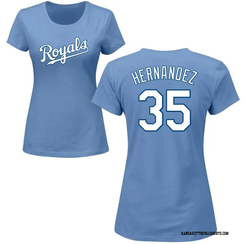 Women's Kansas City Royals ＃35 Diego Hernandez Light Blue Roster Name & Number T-Shirt