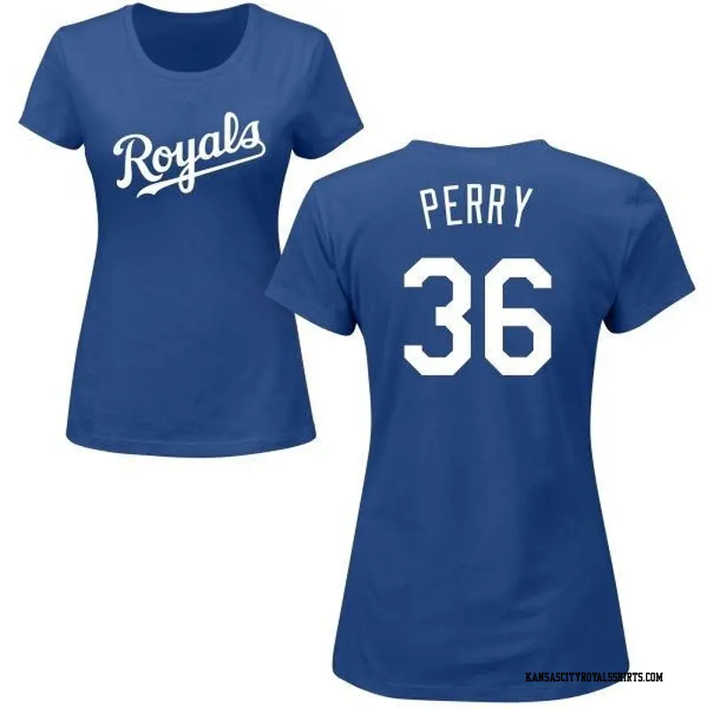 Women's Kansas City Royals ＃36 Gaylord Perry Royal Roster Name & Number T-Shirt