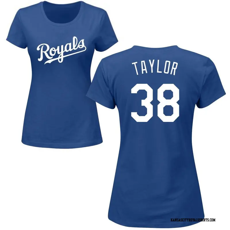 Women's Kansas City Royals ＃38 Josh Taylor Royal Roster Name & Number T-Shirt