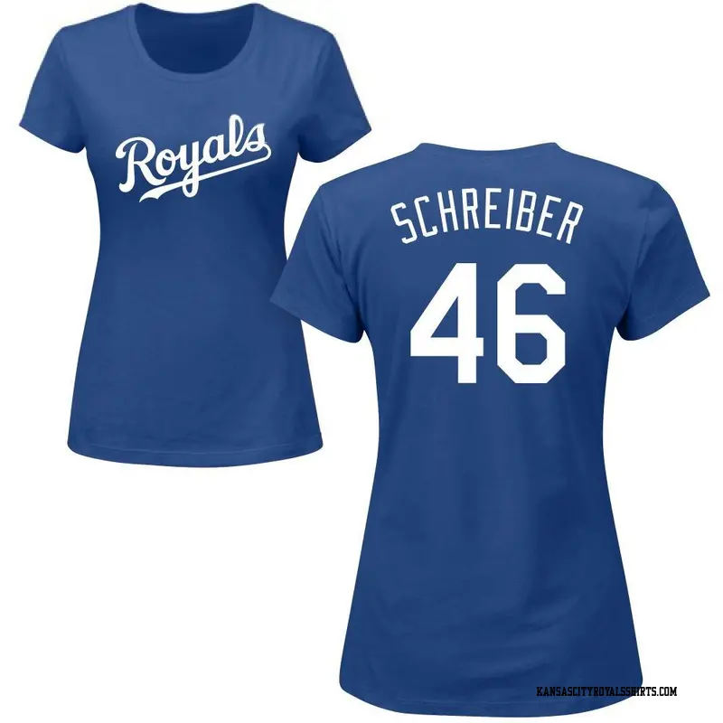 Women's Kansas City Royals ＃46 John Schreiber Royal Roster Name & Number T-Shirt