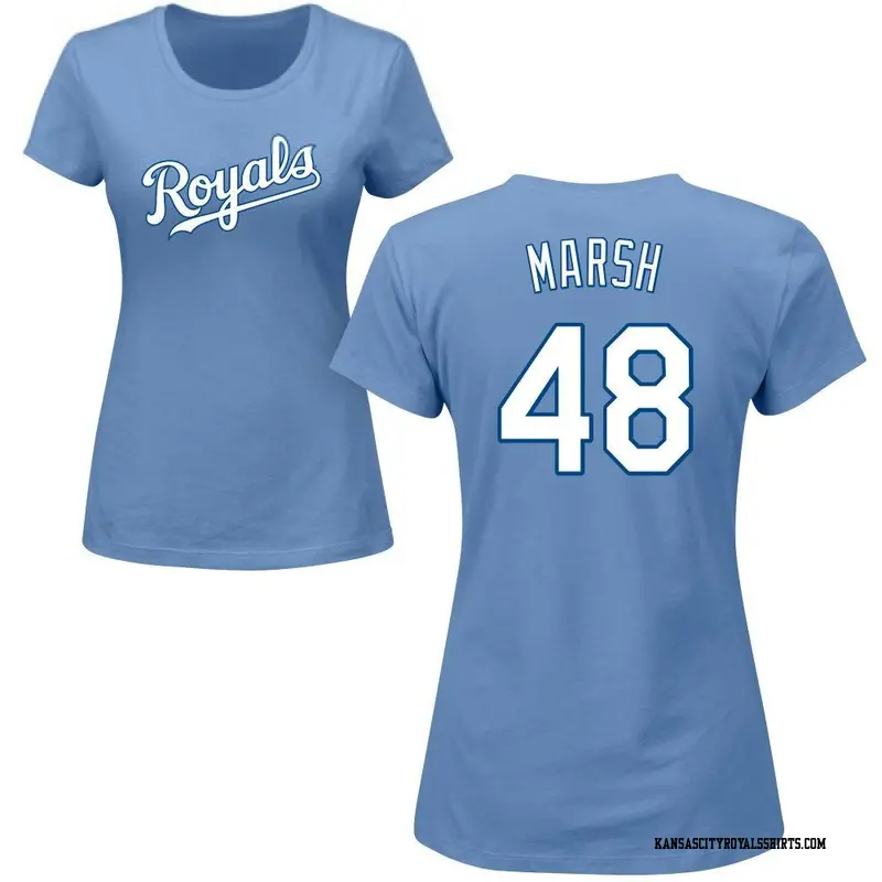 Women's Kansas City Royals ＃48 Alec Marsh Light Blue Roster Name & Number T-Shirt